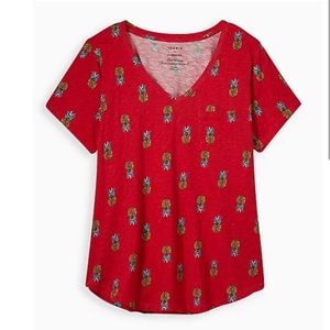 Torrid Pineapple Red V-Neck Heritage Slub Tee - Size 3